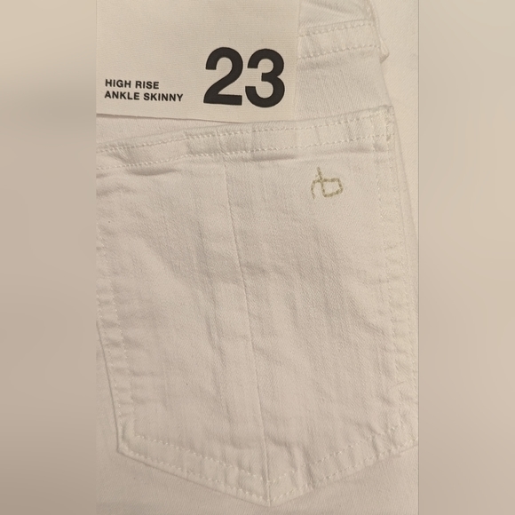 NWT Rag & Bone high rise ankle skinny white denim stretchy jeans size 23 - Picture 7 of 10